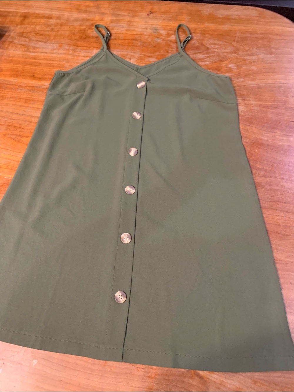 Olive Green Button-Front Cami Dress